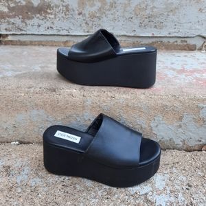 COPY - Steve Madden Christa Black Faux Leather Platform Sandals 90s Inspired si…